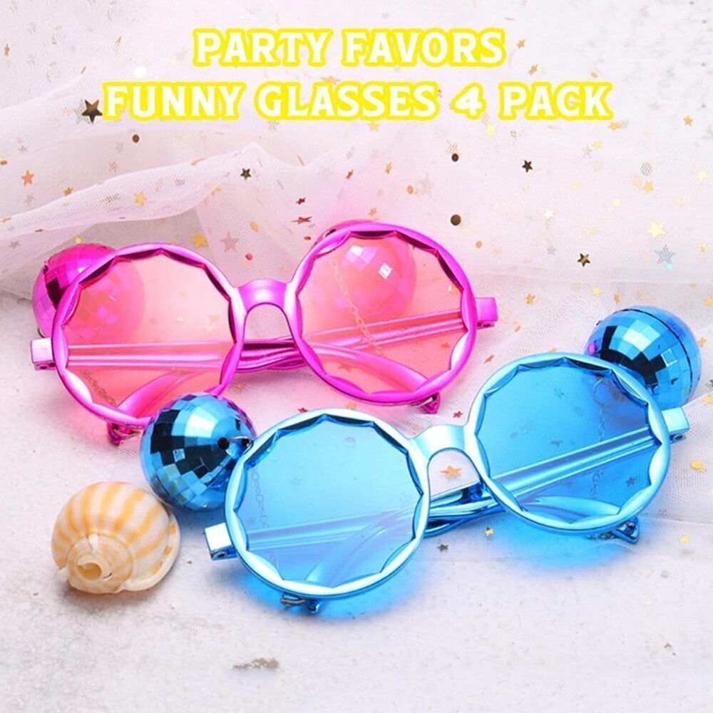 Disco Ball Glasses Set Retro Sunglasses Party Favor Unisex 4-Pack - Picture 4 of 7
